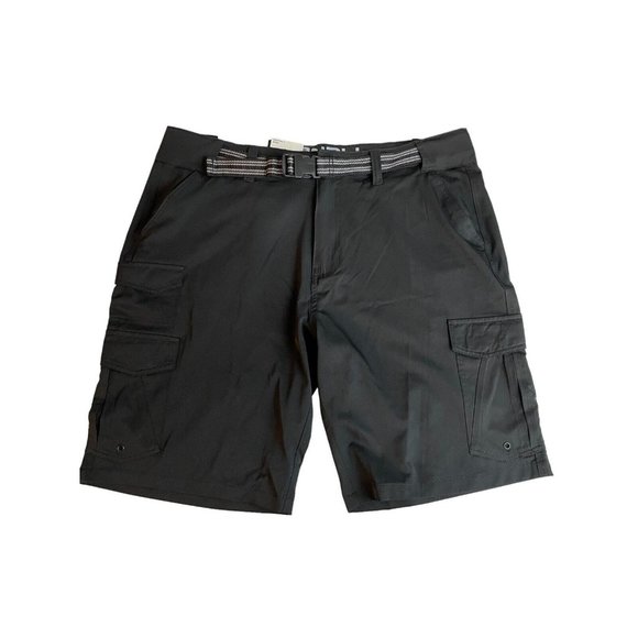 Denali Shorts Denali Mens Stretch Hybrid Cargo Shorts Belted Stretch Pockets Black Size 4